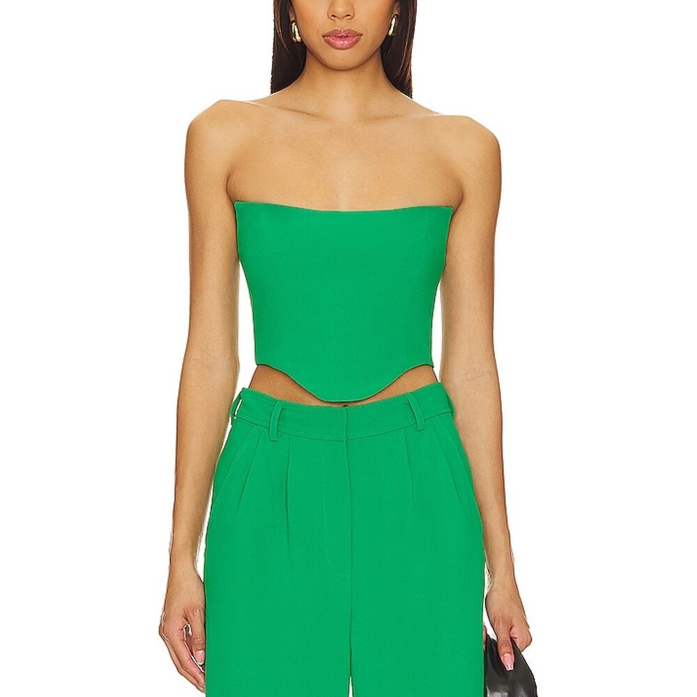 Amanda Uprichard Chic Green Sabine Crop Top Size XS